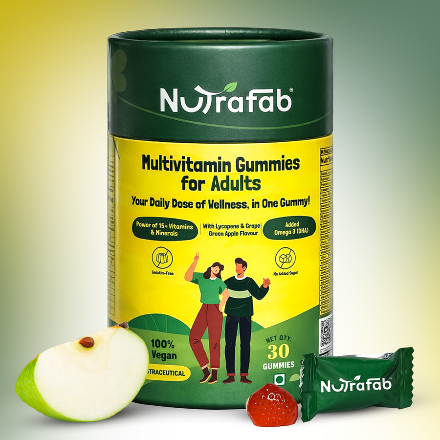Nutrafab Multivitamin Gummies bottle - 14+ essential nutrients and DHA for adult wellness