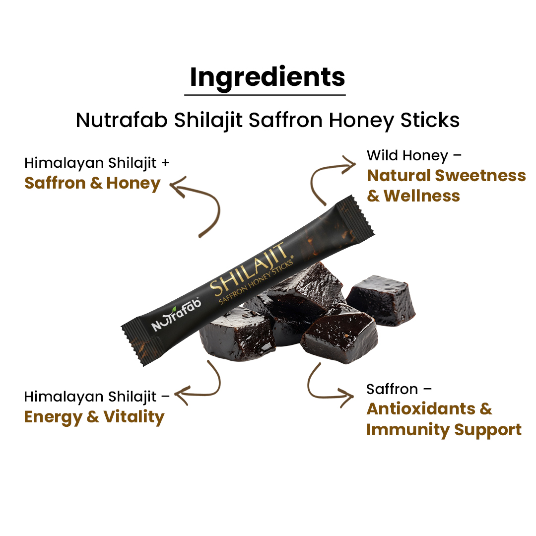 NutraFab Shilajit Saffron Honey Sticks
