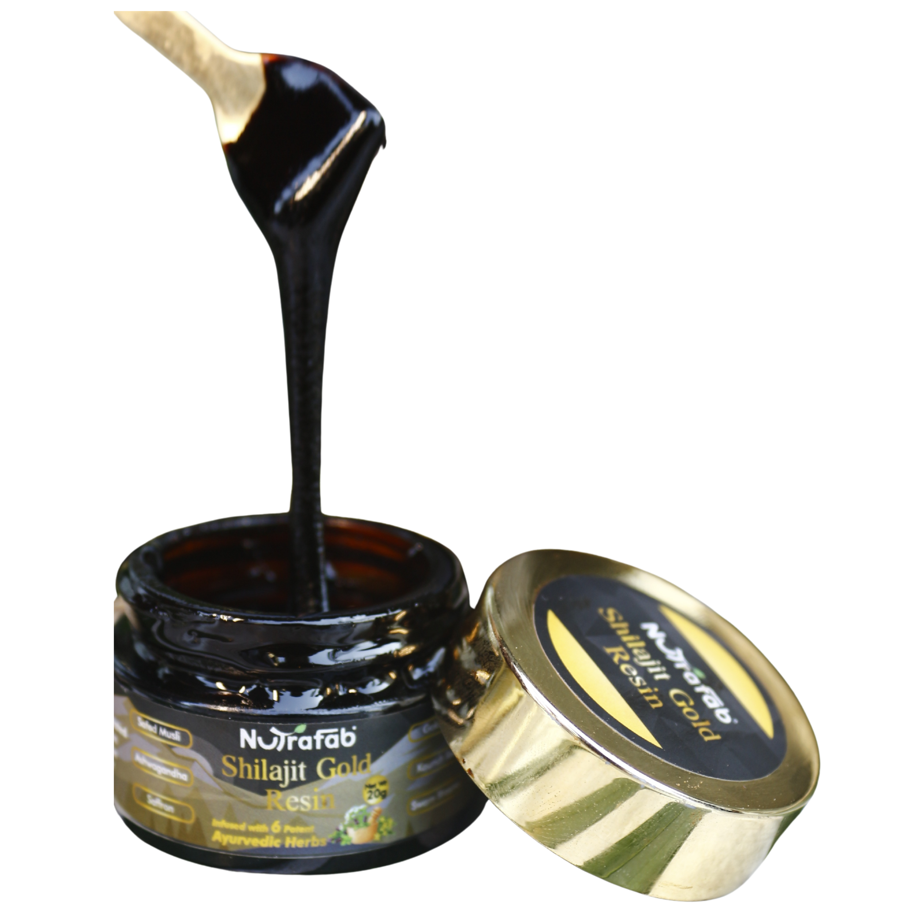 NutraFab Shilajit Gold Resin – Premium Himalayan Strength + 6 Potent Ayurvedic Herbs (Alternate)
