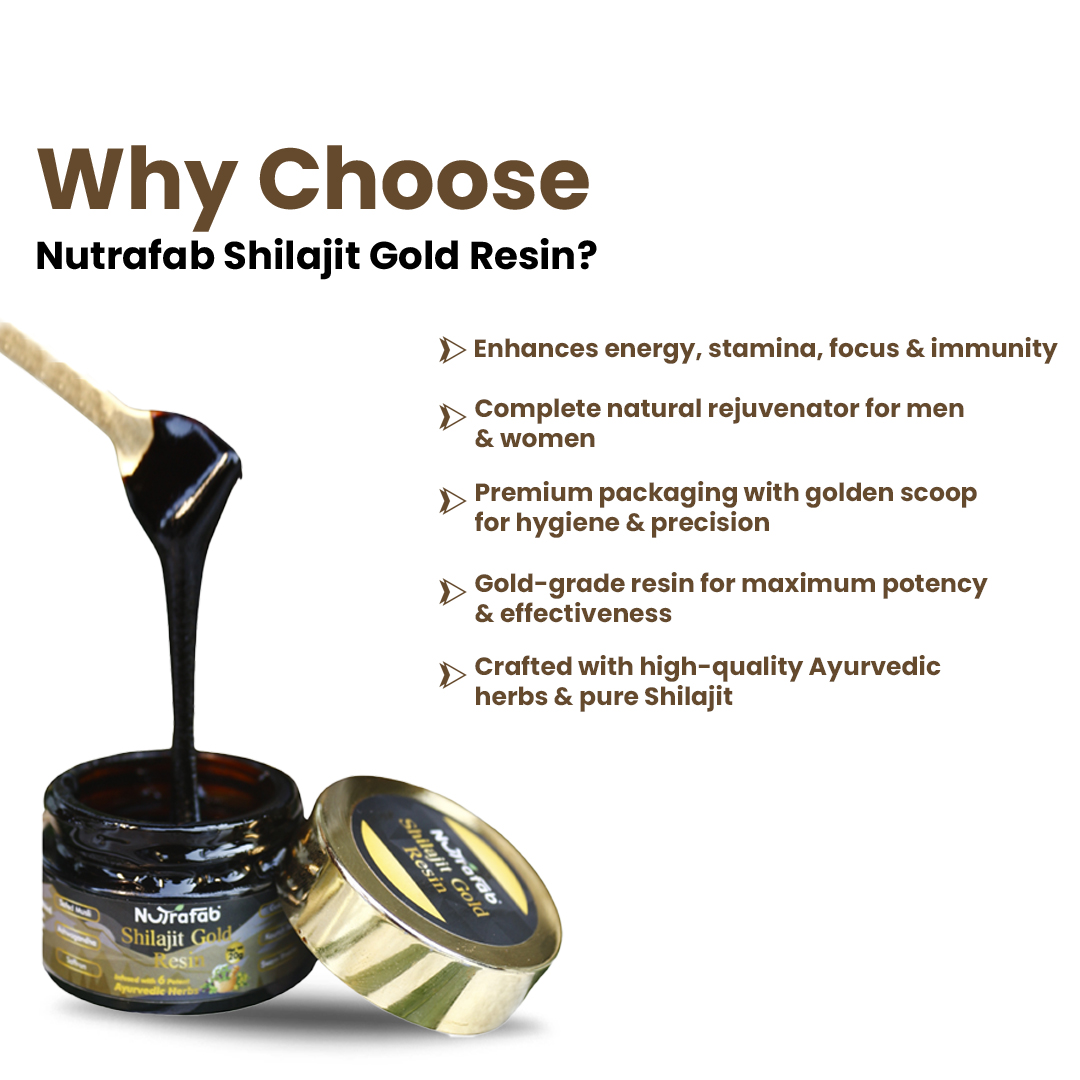 NutraFab Shilajit Gold Resin – Premium Himalayan Strength + 6 Potent Ayurvedic Herbs