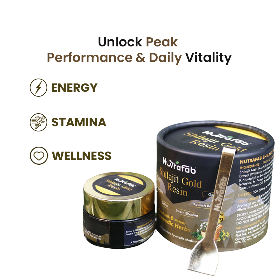 NutraFab Shilajit Gold Resin – Premium Himalayan Strength + 6 Potent Ayurvedic Herbs