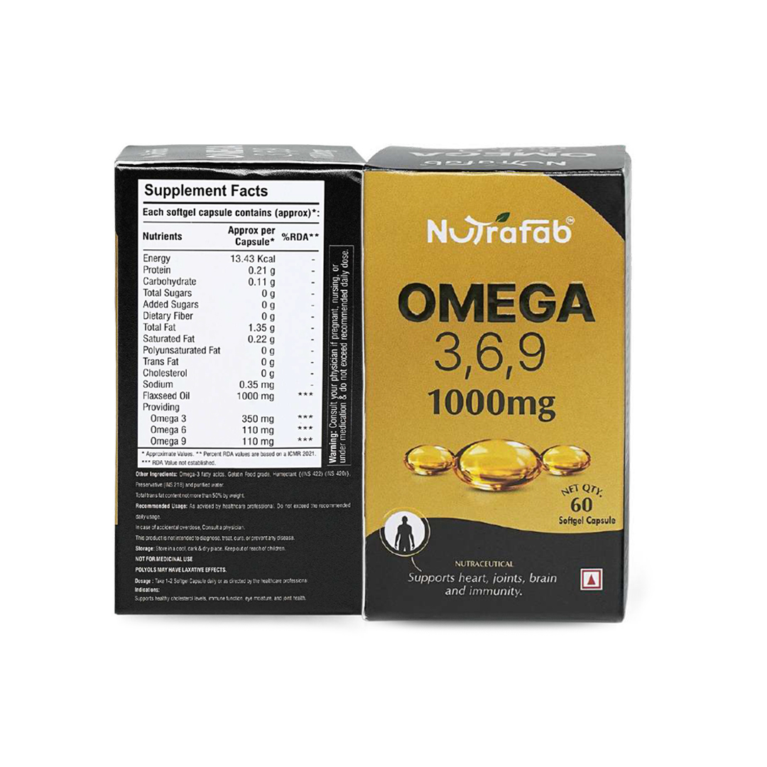 Nutrafab Omega 3-6-9 Softgel Capsules – Complete Essential Fatty Acid Support