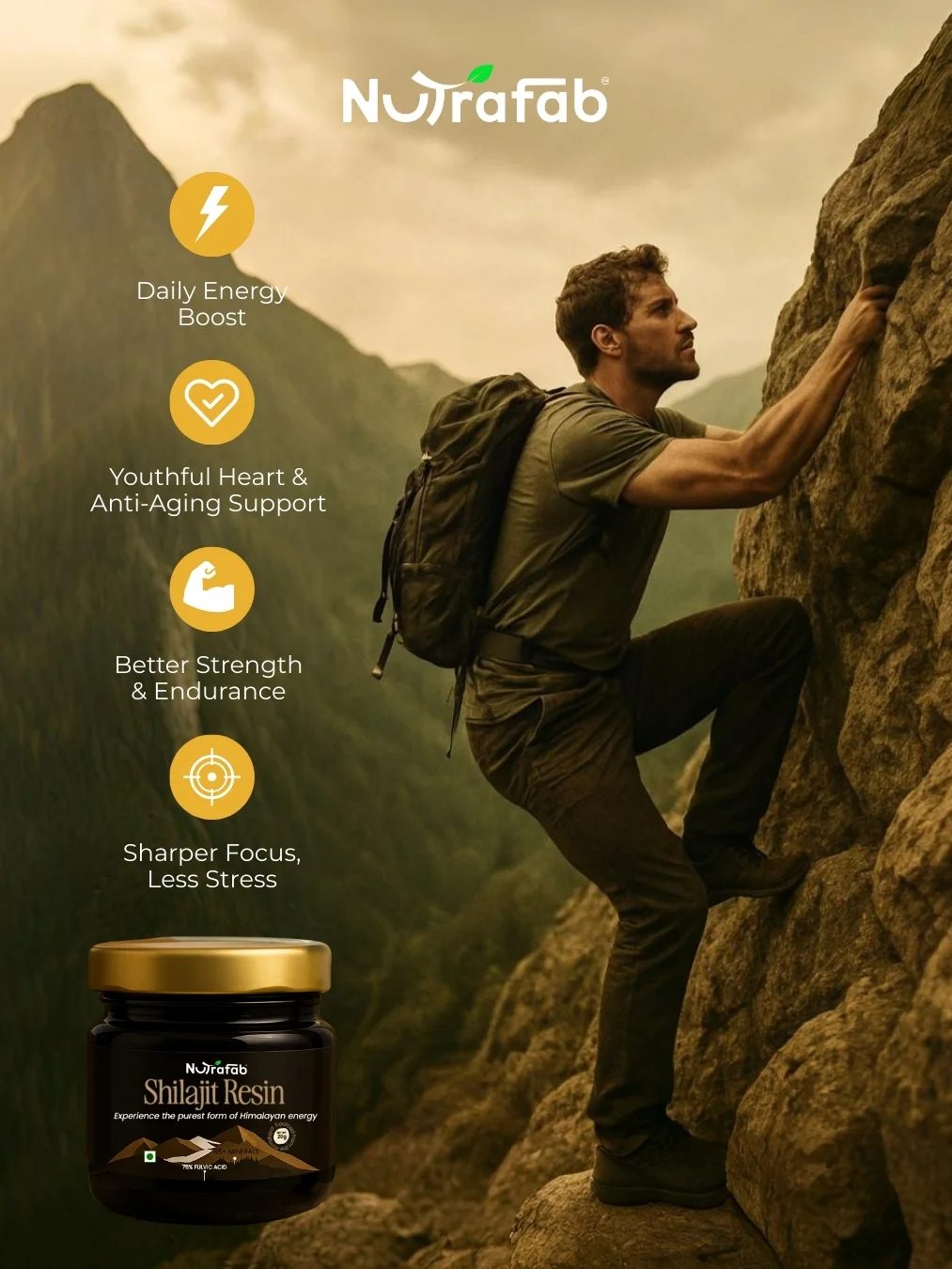 Nutrafab Pure Himalayan Shilajit – Power, Performance & Vitality
