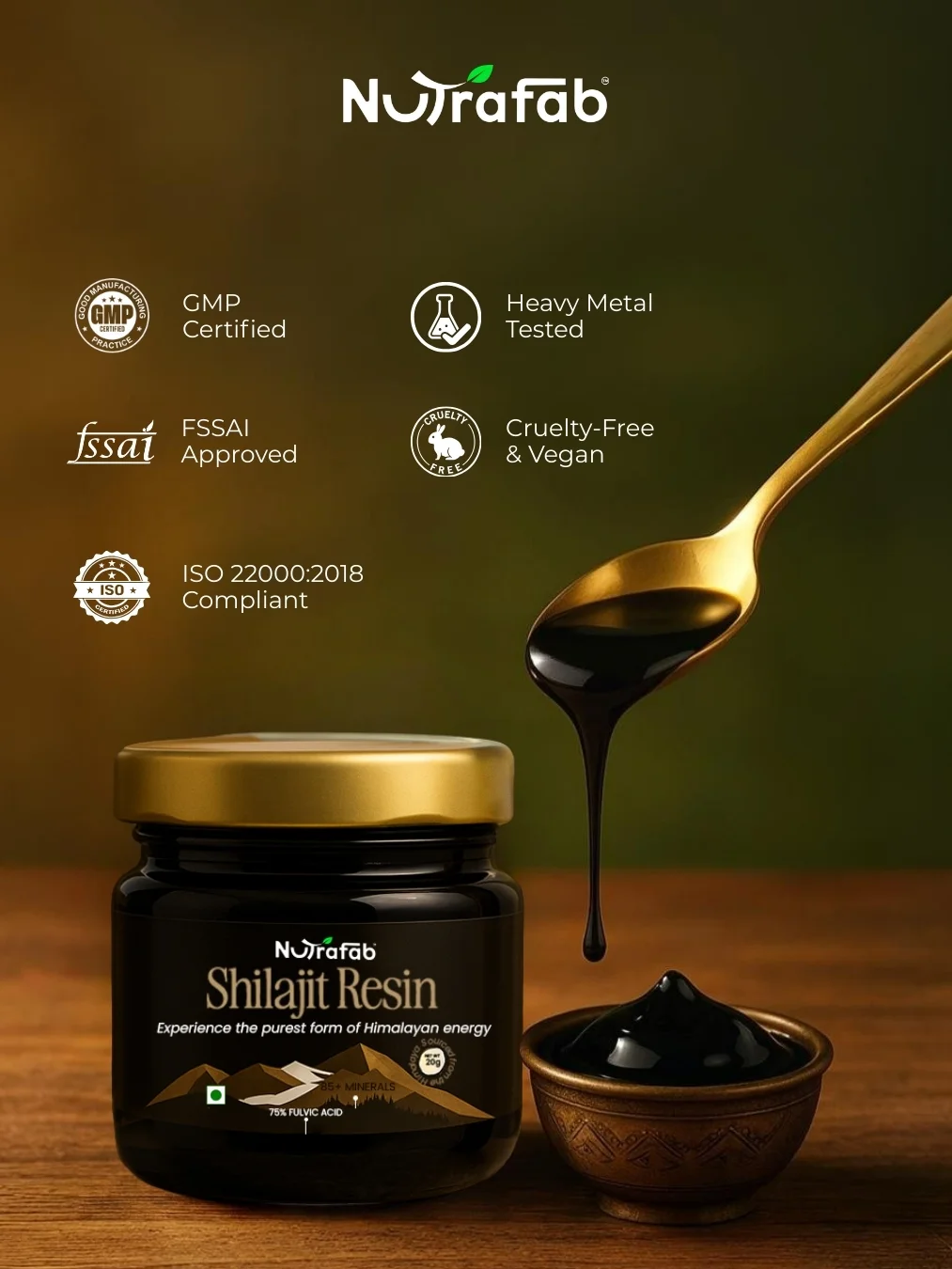 Nutrafab Pure Himalayan Shilajit – Power, Performance & Vitality