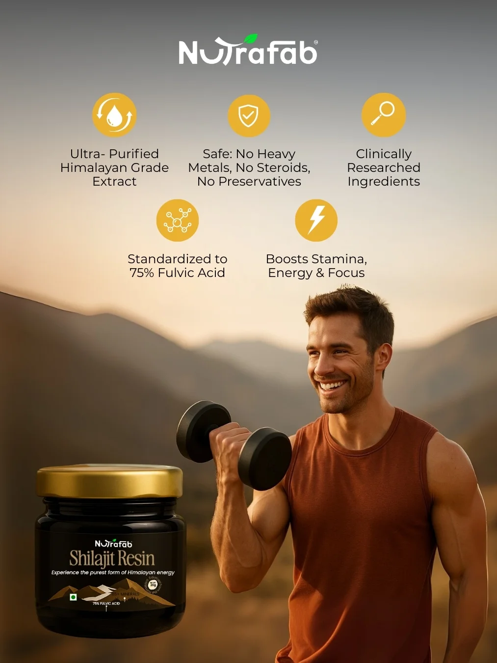 Nutrafab Pure Himalayan Shilajit – Power, Performance & Vitality